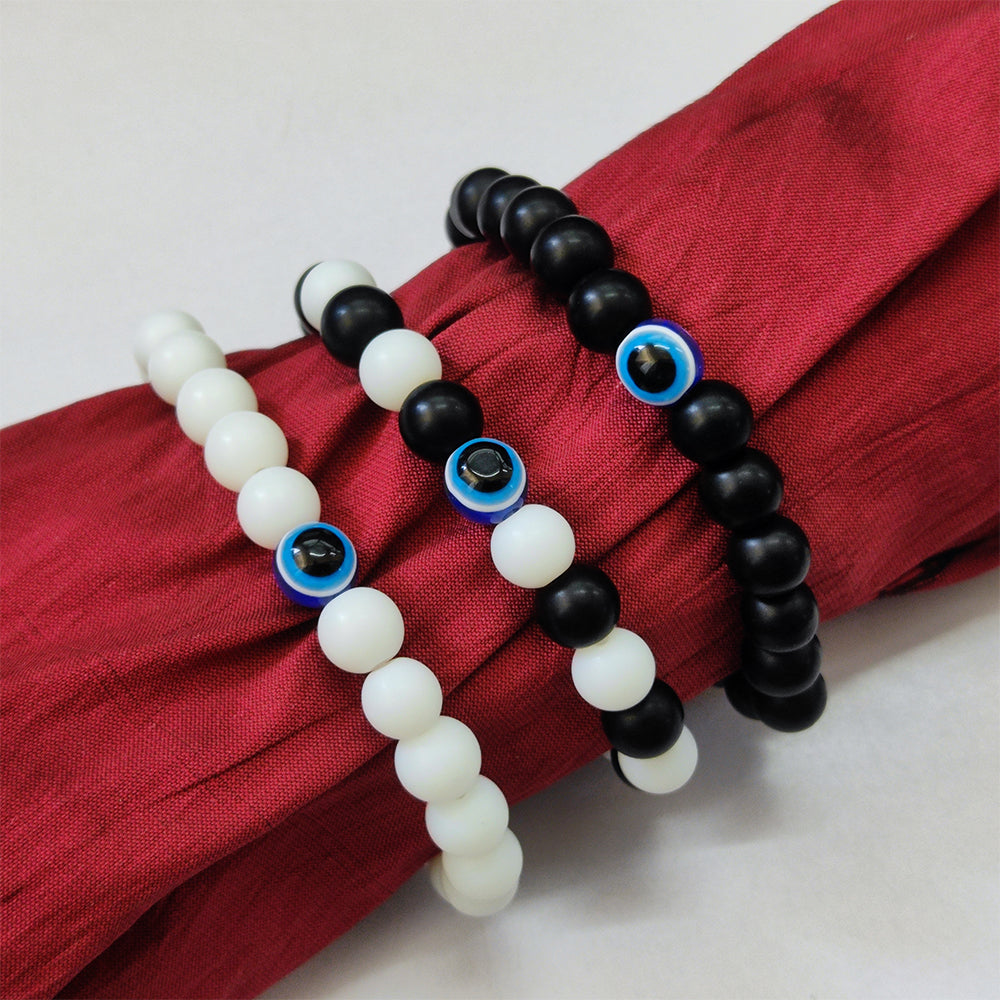 Urthn Trinity Evil Eye Beads Bracelet Combo - 1005264 (Pack Of 6)