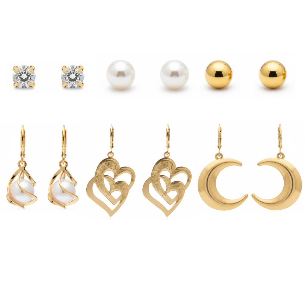 Urthn Set Of 6 Korean Style Anti Tarnish Earrings Combo (Pack of 3)