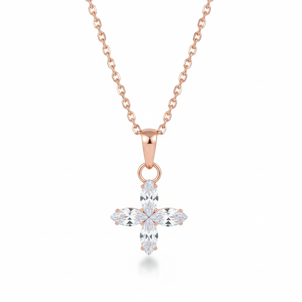 Urthn Rose Gold Plated Chain Pendant Earrings Rings And Bracelet Jewellery Combo Set (Pack Of 6)
