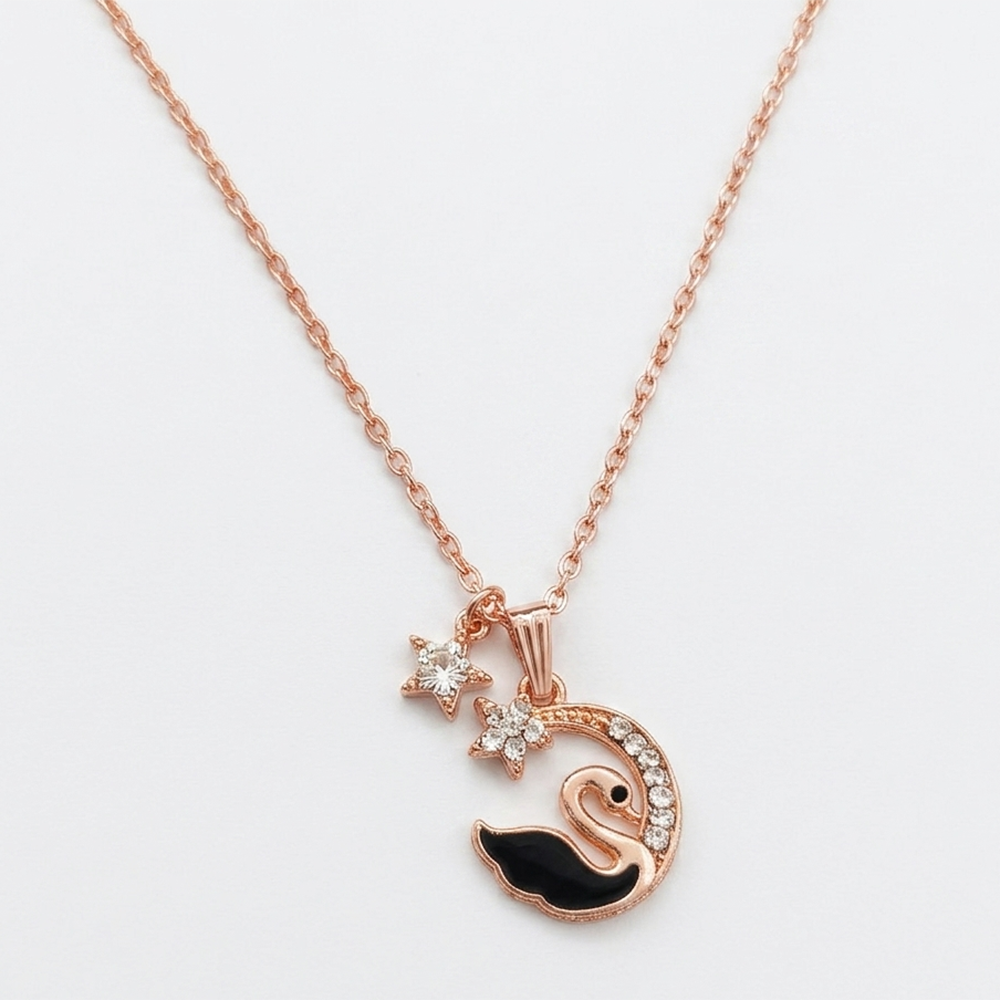 Urthn Rose Gold Plated Chain Pendant Earrings Rings And Bracelet Jewellery Combo Set (Pack of 6)