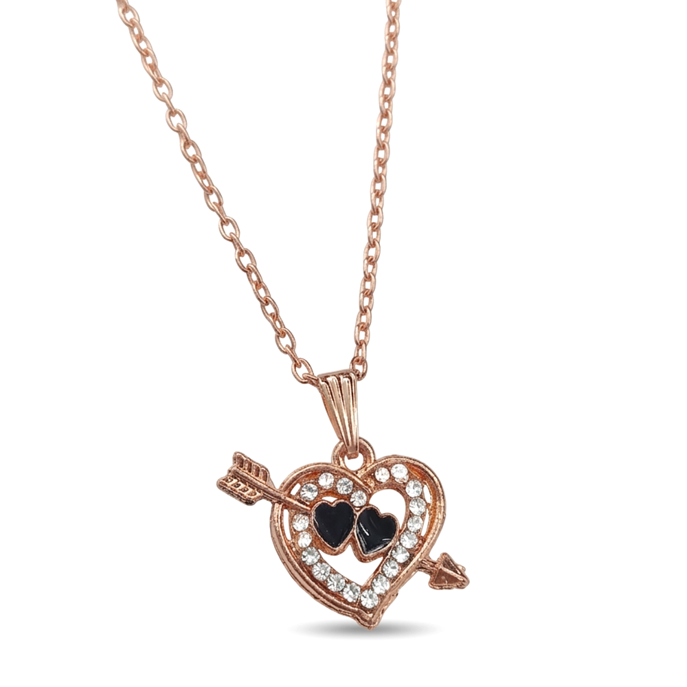 Urthn Rose Gold Plated Chain Pendant Earrings Rings And Bracelet Jewellery Combo Set (Pack of 6)