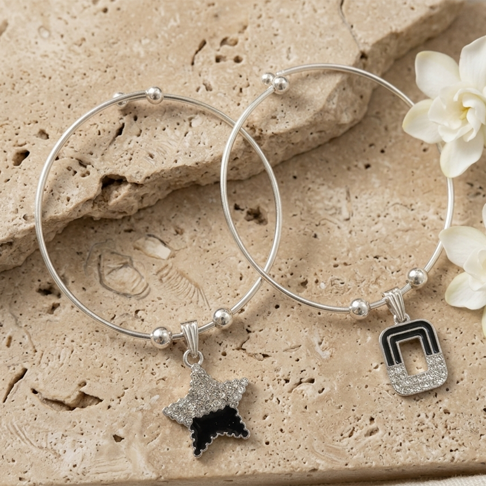 Urthn Silver Plated Elegant Austrian Stone Openable Bracelet For Women & Girls