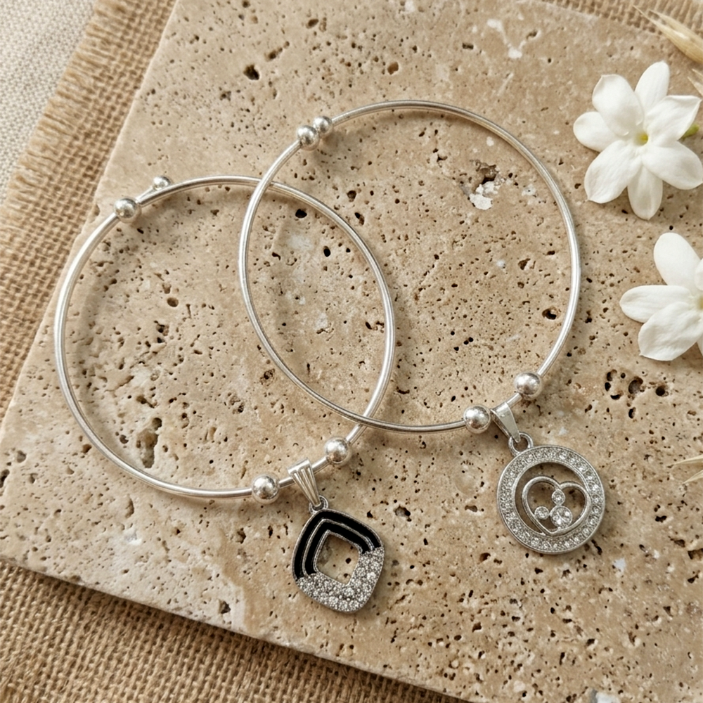 Urthn Silver Plated Elegant Austrian Stone Openable Bracelet For Women & Girls
