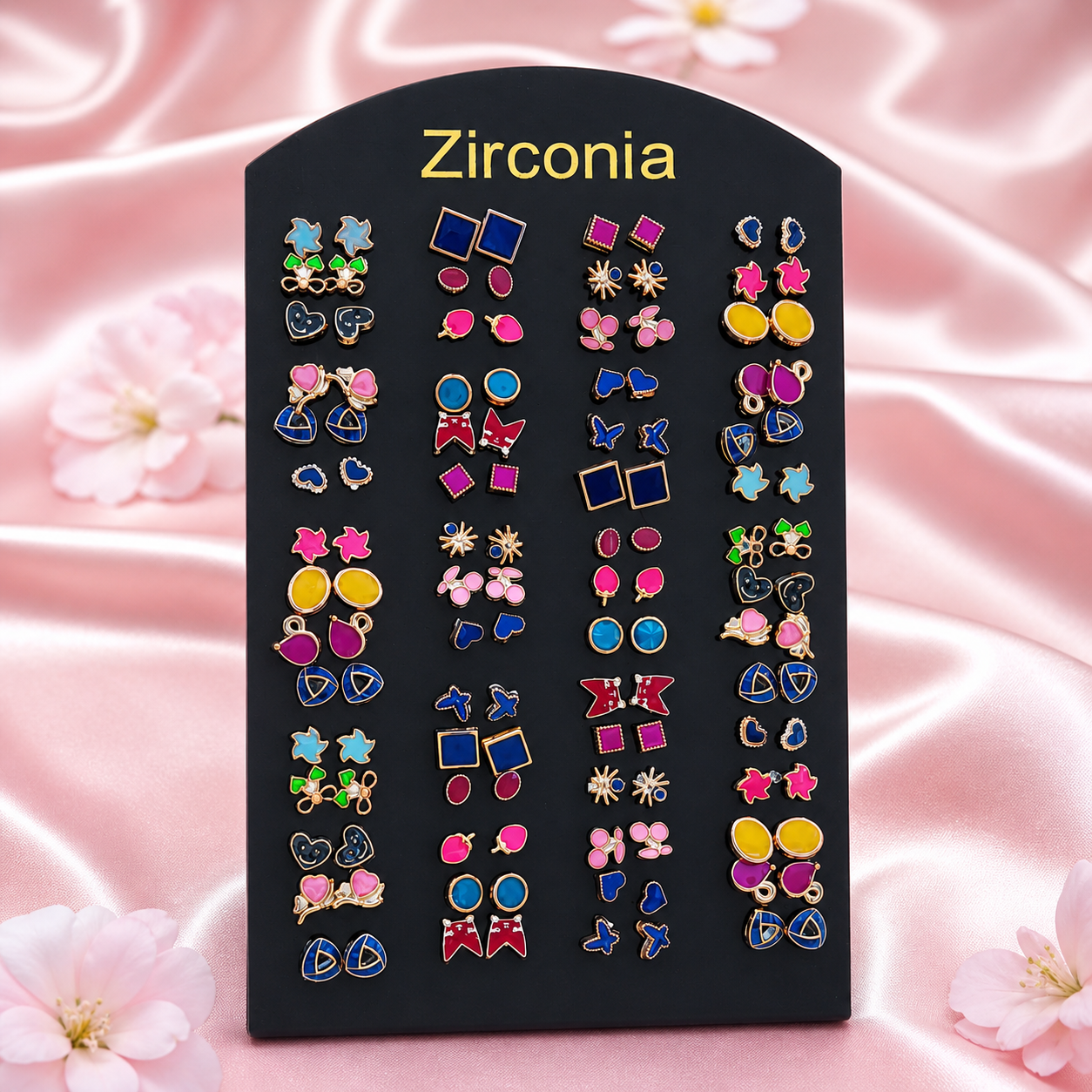 Urthn Multicolor Zirconia Cute Stud Earrings Combo Set (Pack of 60)