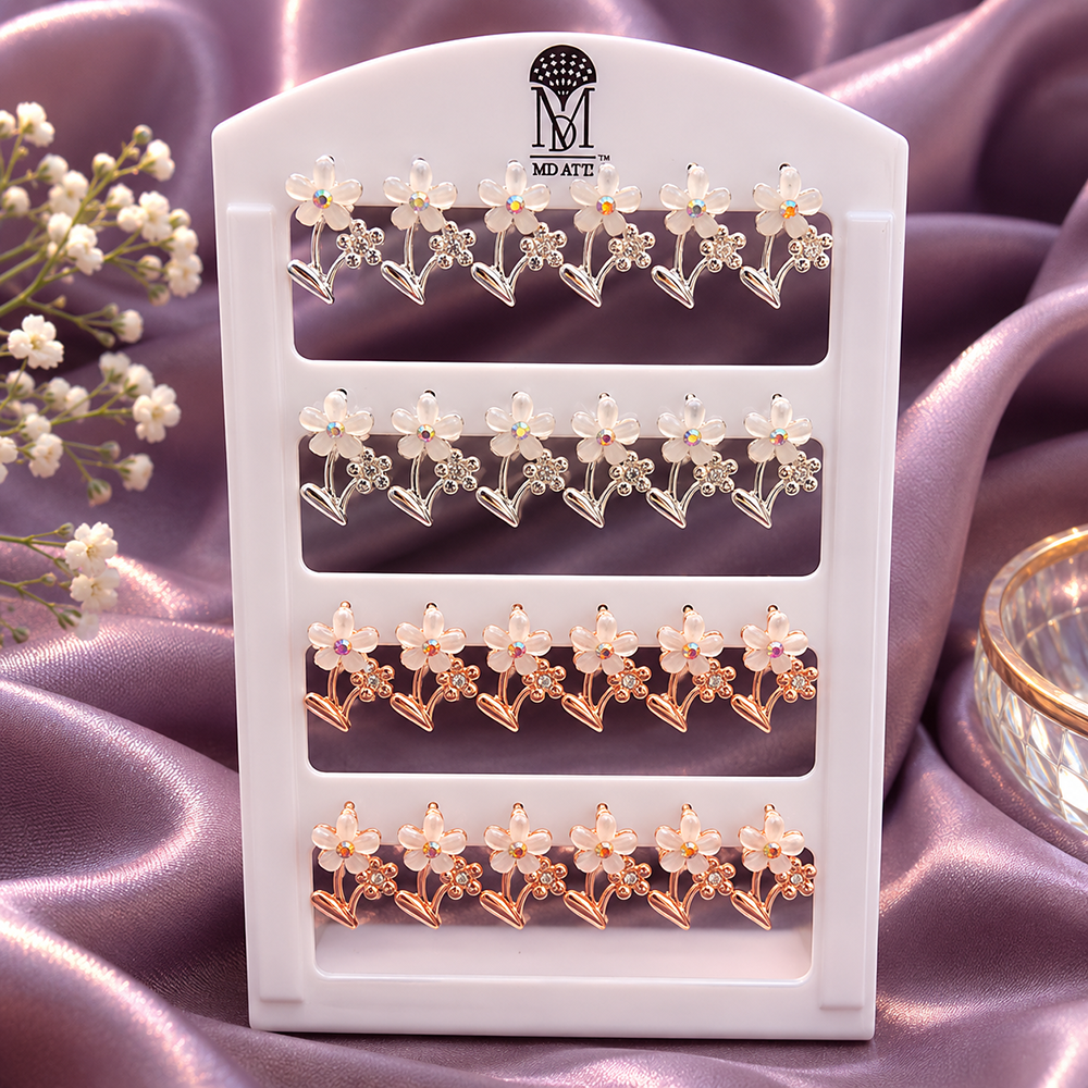 Urthn Elegant Floral Set Of 12 Studs Earrings Combo for Party Wear