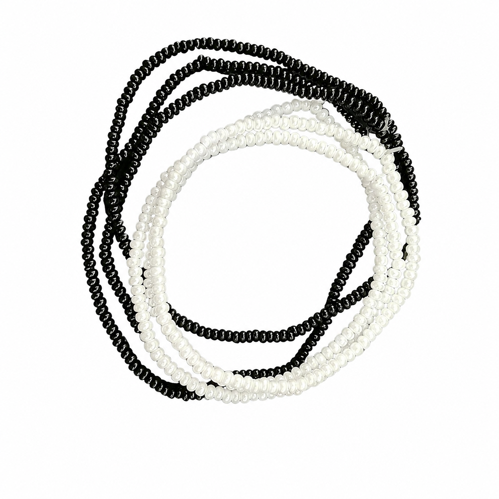 Urthn Trendy Black And White Strand Seed Bead Bracelet Combo Set of 6 for Women(pack of 6)