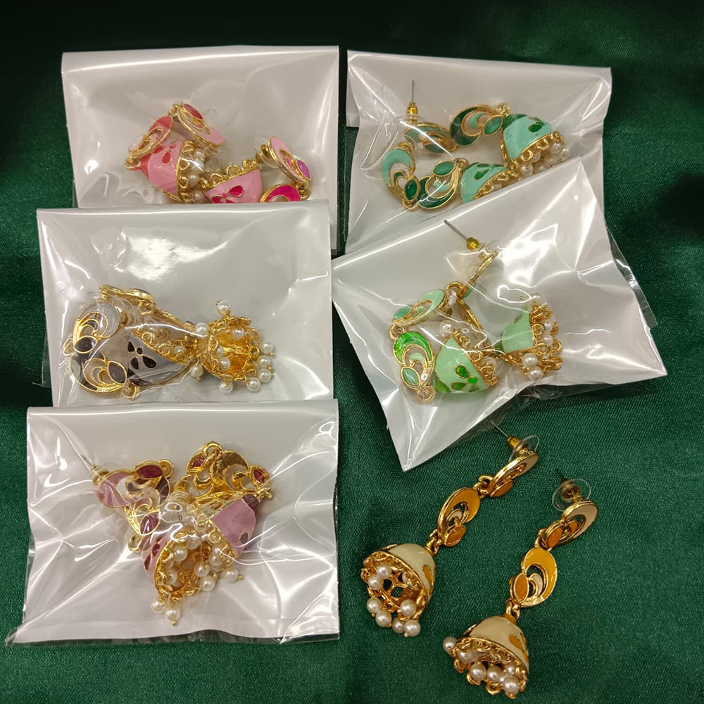 Urthn Gold Plated Assorted Color Set Of 6 Meenakari Earrings Combo