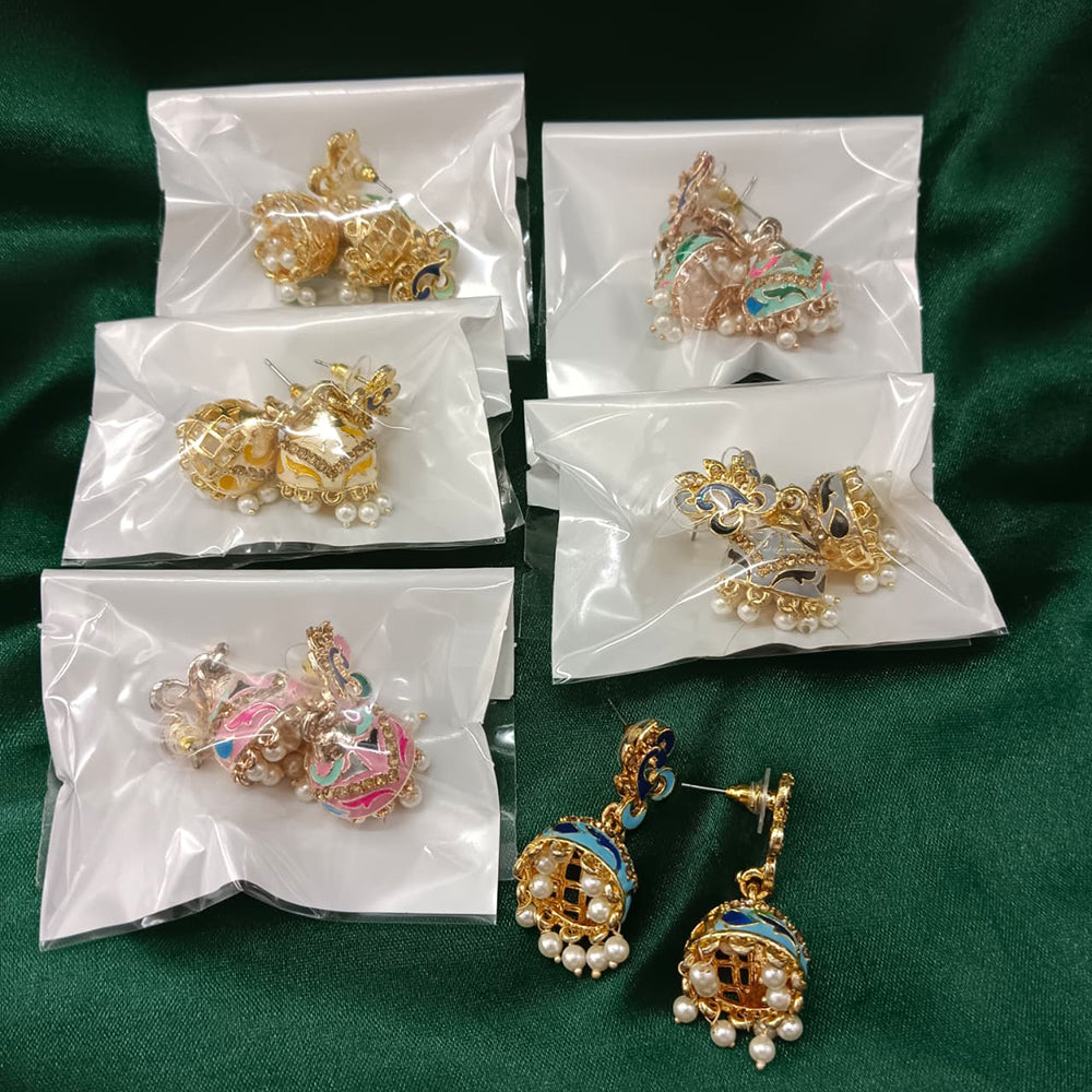 Urthn Gold Plated Assorted Color Set Of 6 Meenakari Earrings Combo