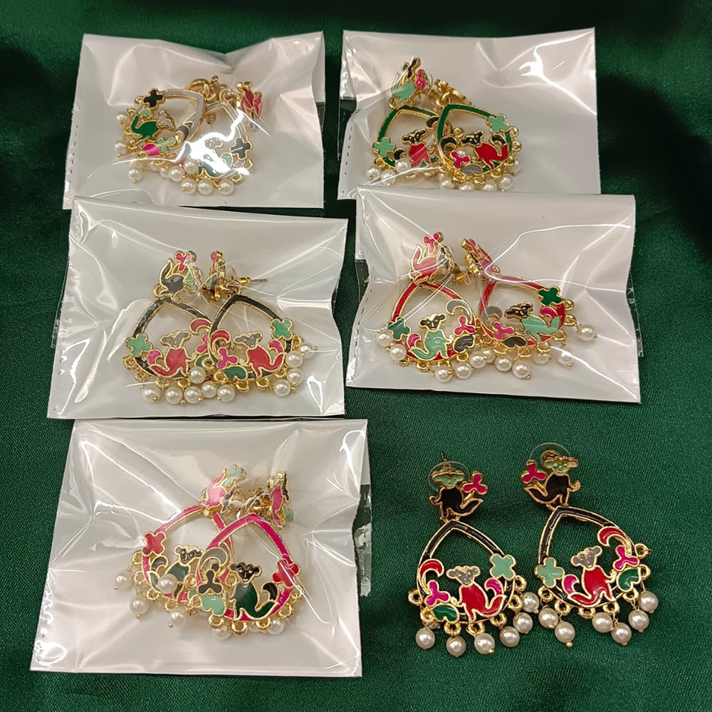 Urthn Gold Plated Assorted Color Set Of 6 Meenakari Earrings Combo
