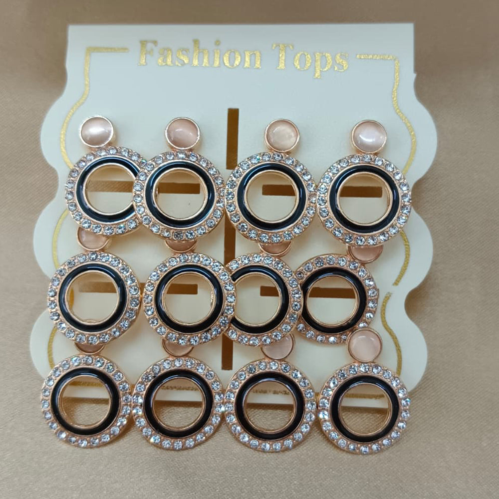 Urthn Monalisa Stone Stylish Set Of 6 Stud Earrings Combo