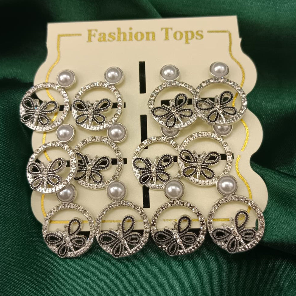 Urthn Monalisa Stone Stylish Set Of 6 Stud Earrings Combo