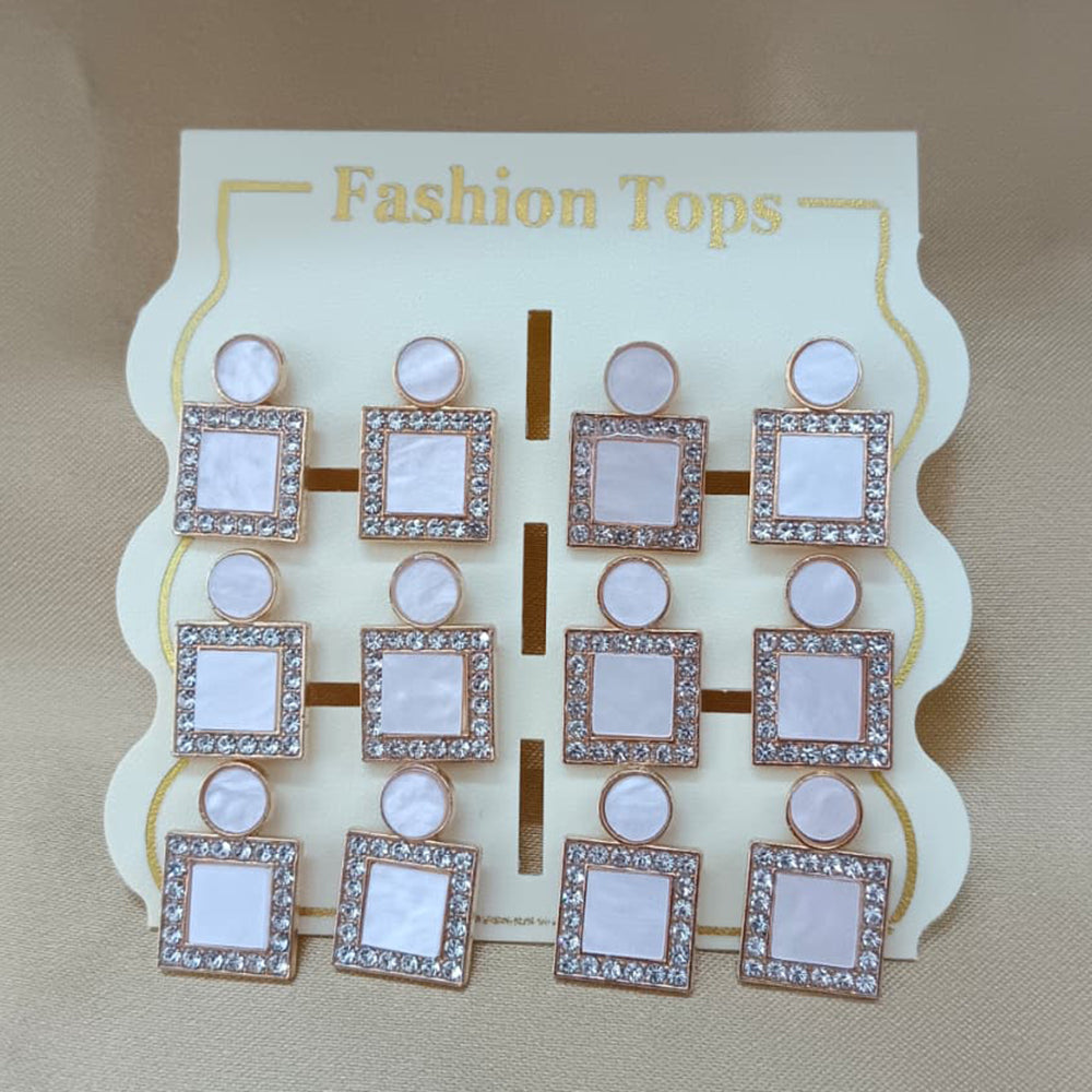 Urthn Monalisa Stone Stylish Set Of 6 Stud Earrings Combo