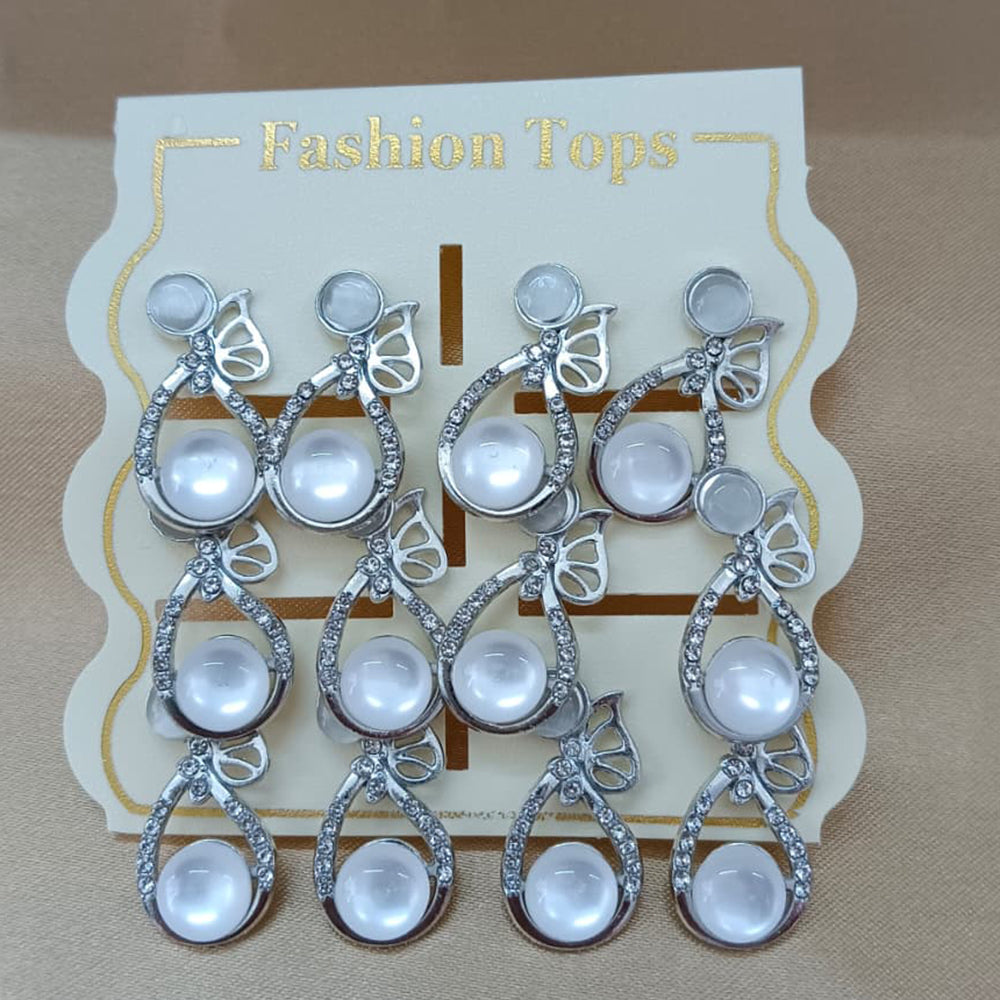 Urthn Monalisa Stone Stylish Set Of 6 Stud Earrings Combo
