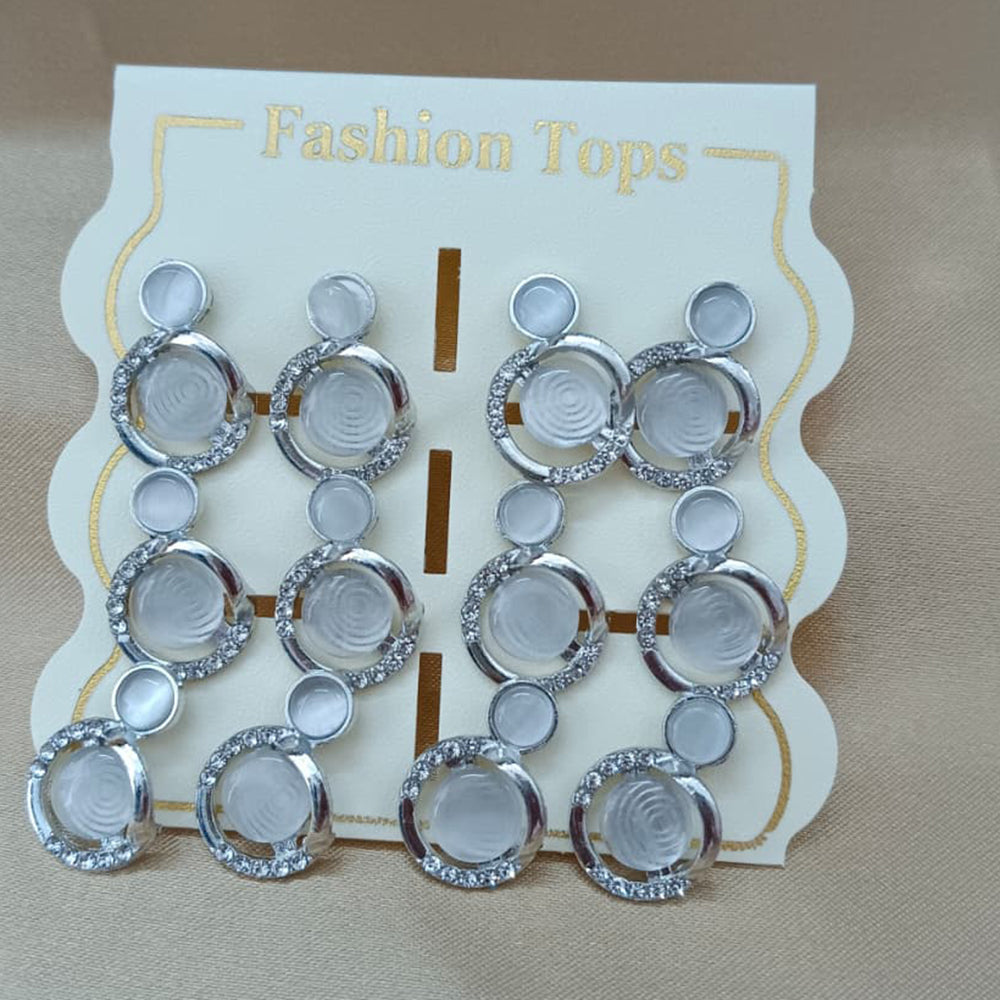 Urthn Monalisa Stone Stylish Set Of 6 Stud Earrings Combo