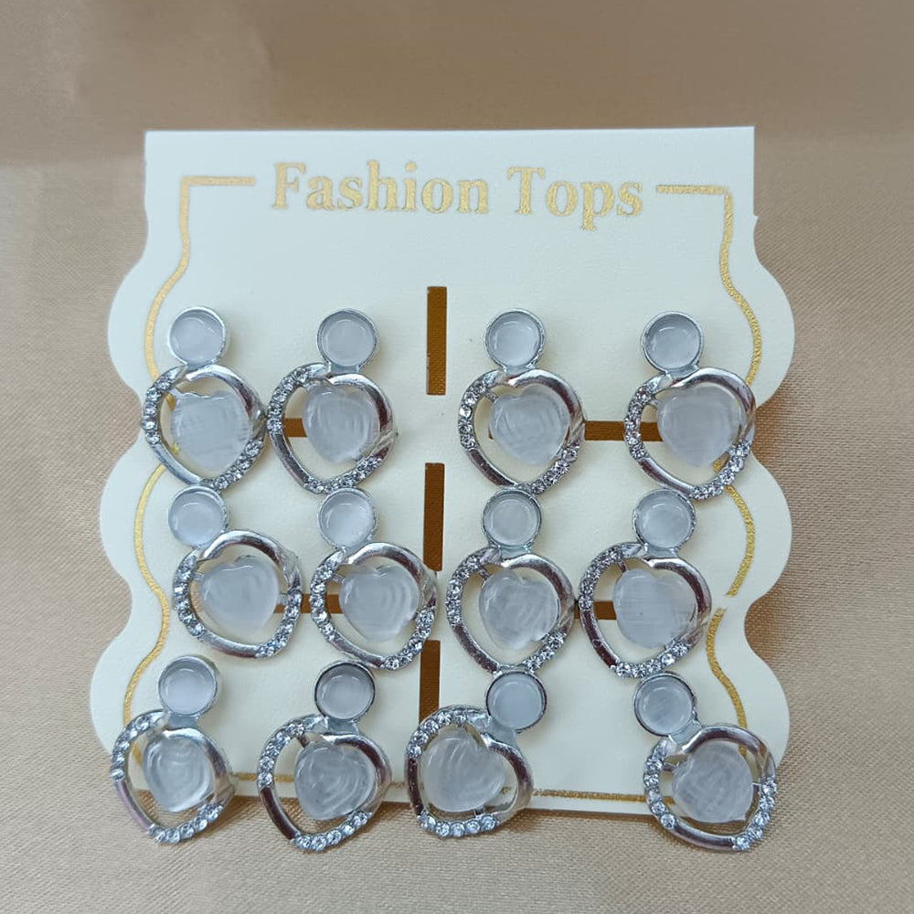 Urthn Monalisa Stone Stylish Set Of 6 Stud Earrings Combo