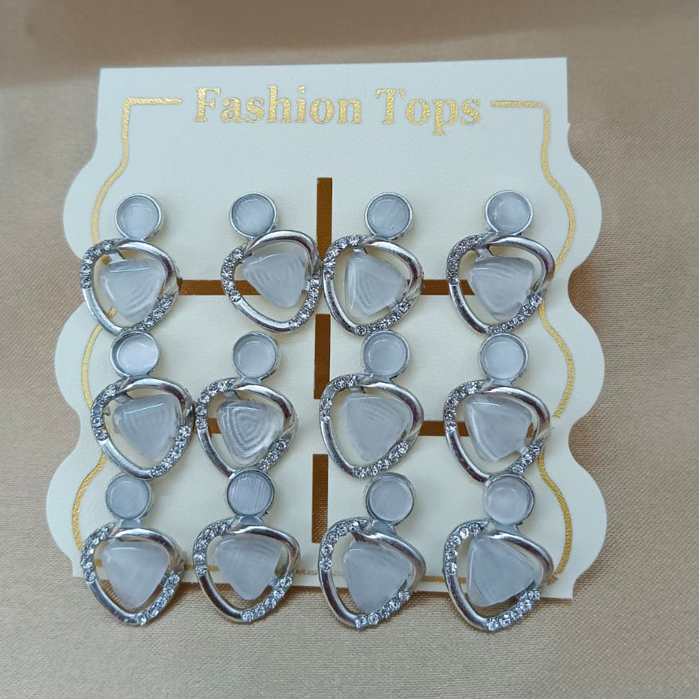 Urthn Monalisa Stone Stylish Set Of 6 Stud Earrings Combo