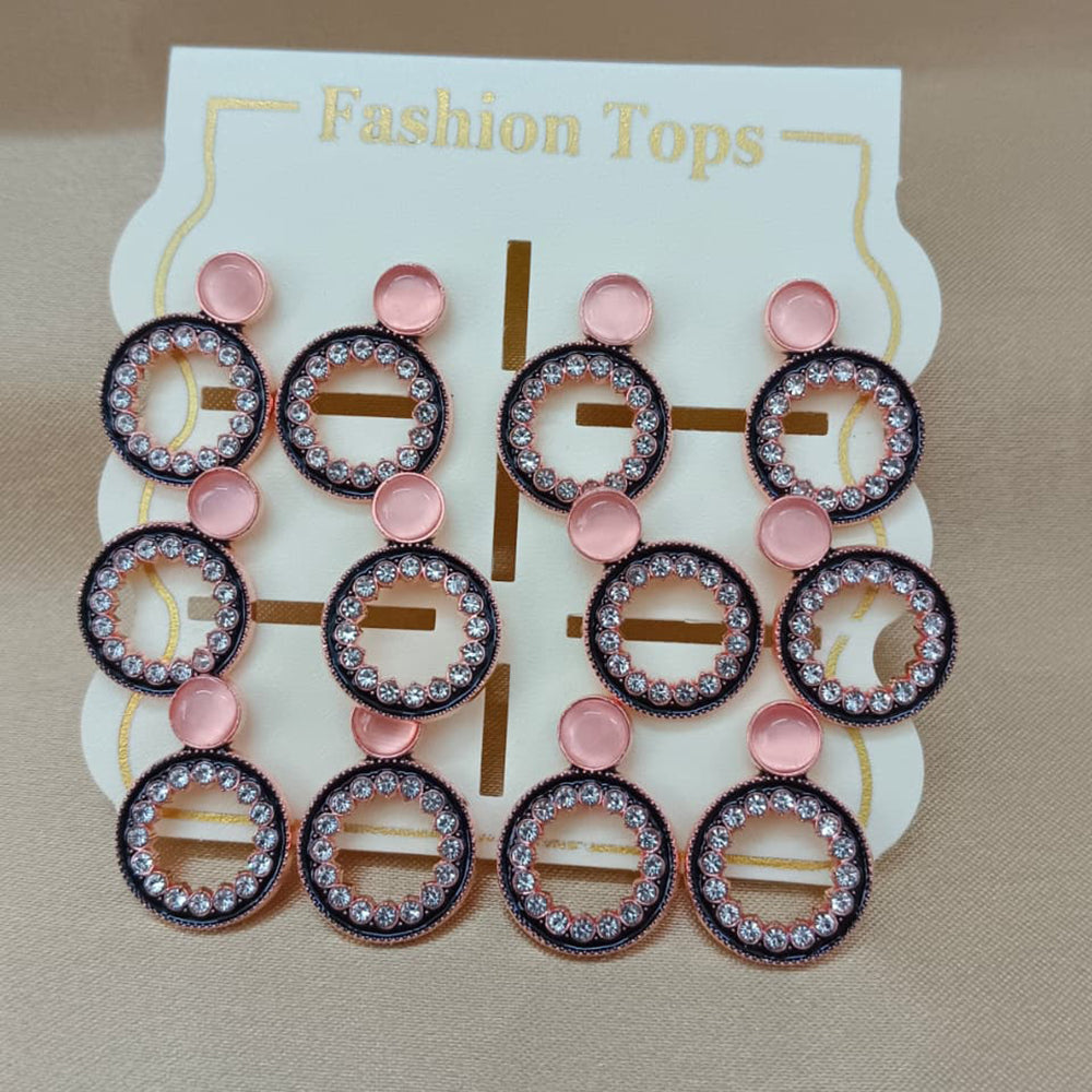 Urthn Monalisa Stone Stylish Set Of 6 Stud Earrings Combo