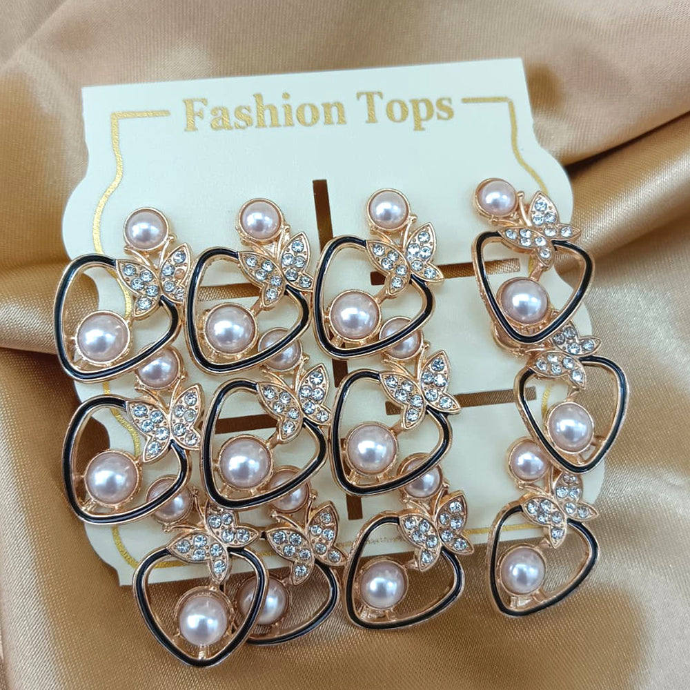 Urthn Pearl And Austrain Stone Set Of 6 Stud Earrings Combo