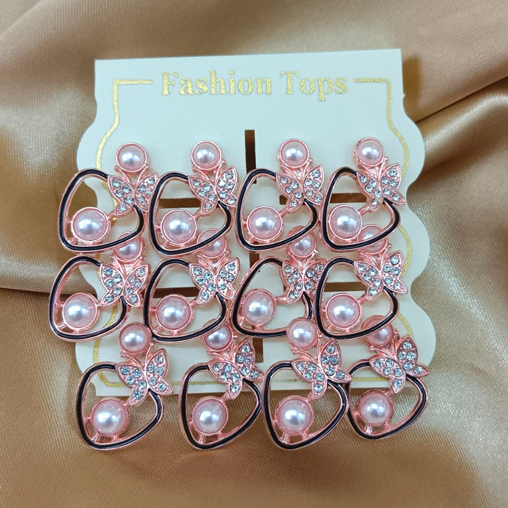 Urthn Pearl And Austrain Stone Set Of 6 Stud Earrings Combo