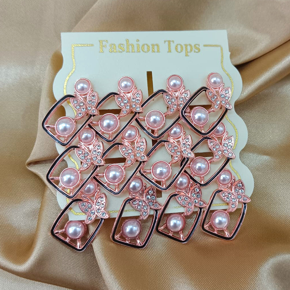 Urthn Pearl And Austrain Stone Set Of 6 Stud Earrings Combo