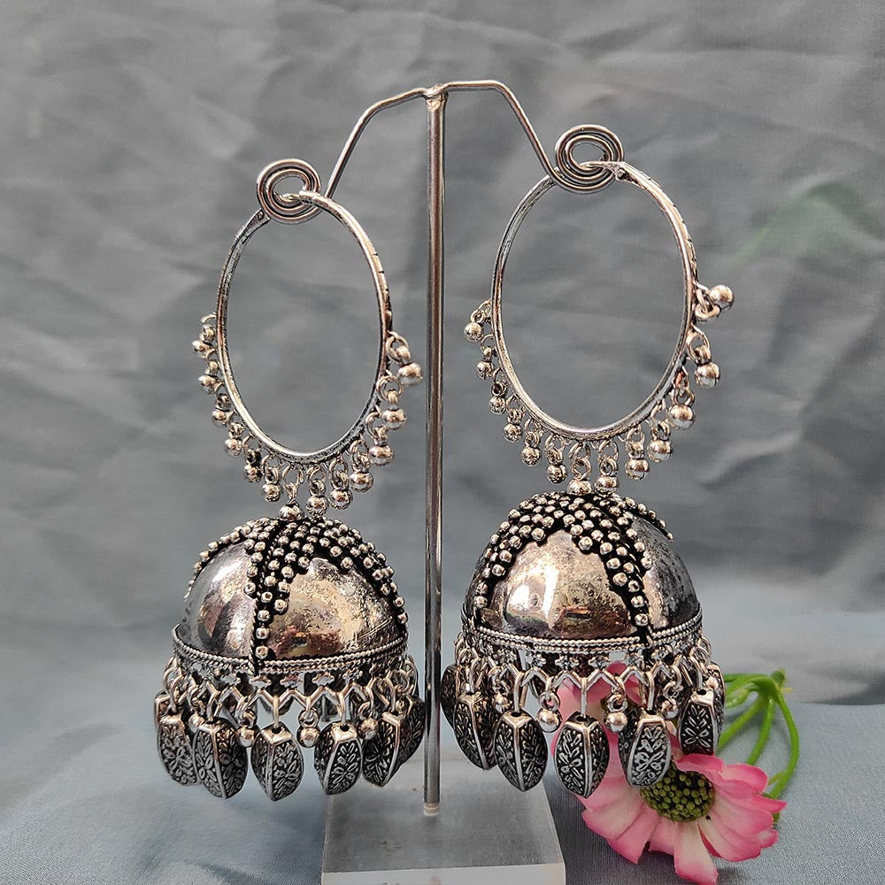 Darshana Jewels Oxidised Plated Jhumki Earrings