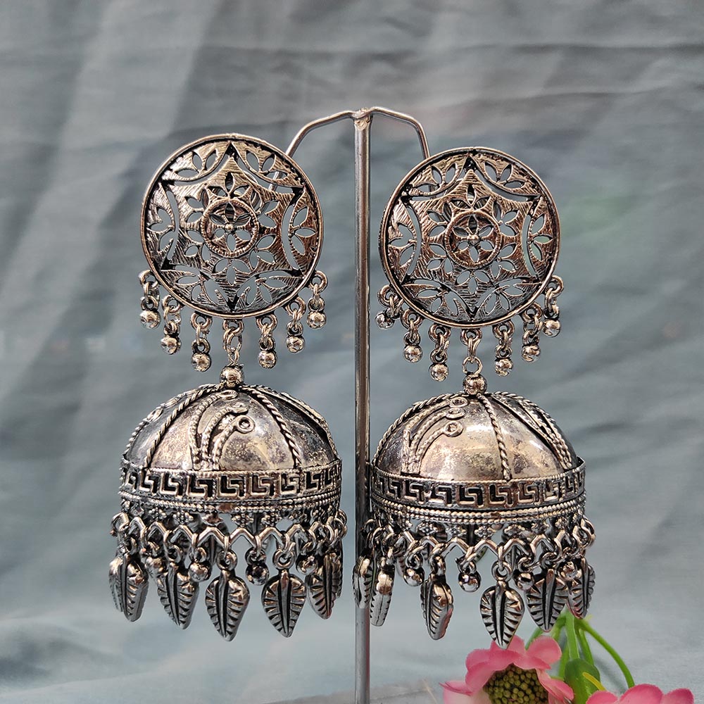 Darshana Jewels Oxidised Plated Jhumki Earrings