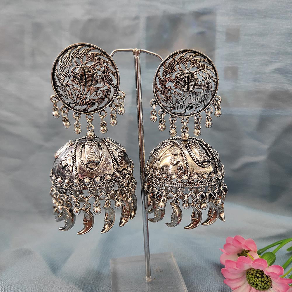 Darshana Jewels Oxidised Plated Jhumki Earrings