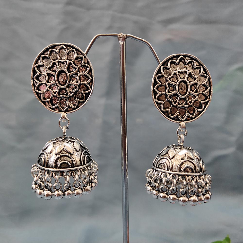 Darshana Jewels Oxidised Plated Jhumki Earrings