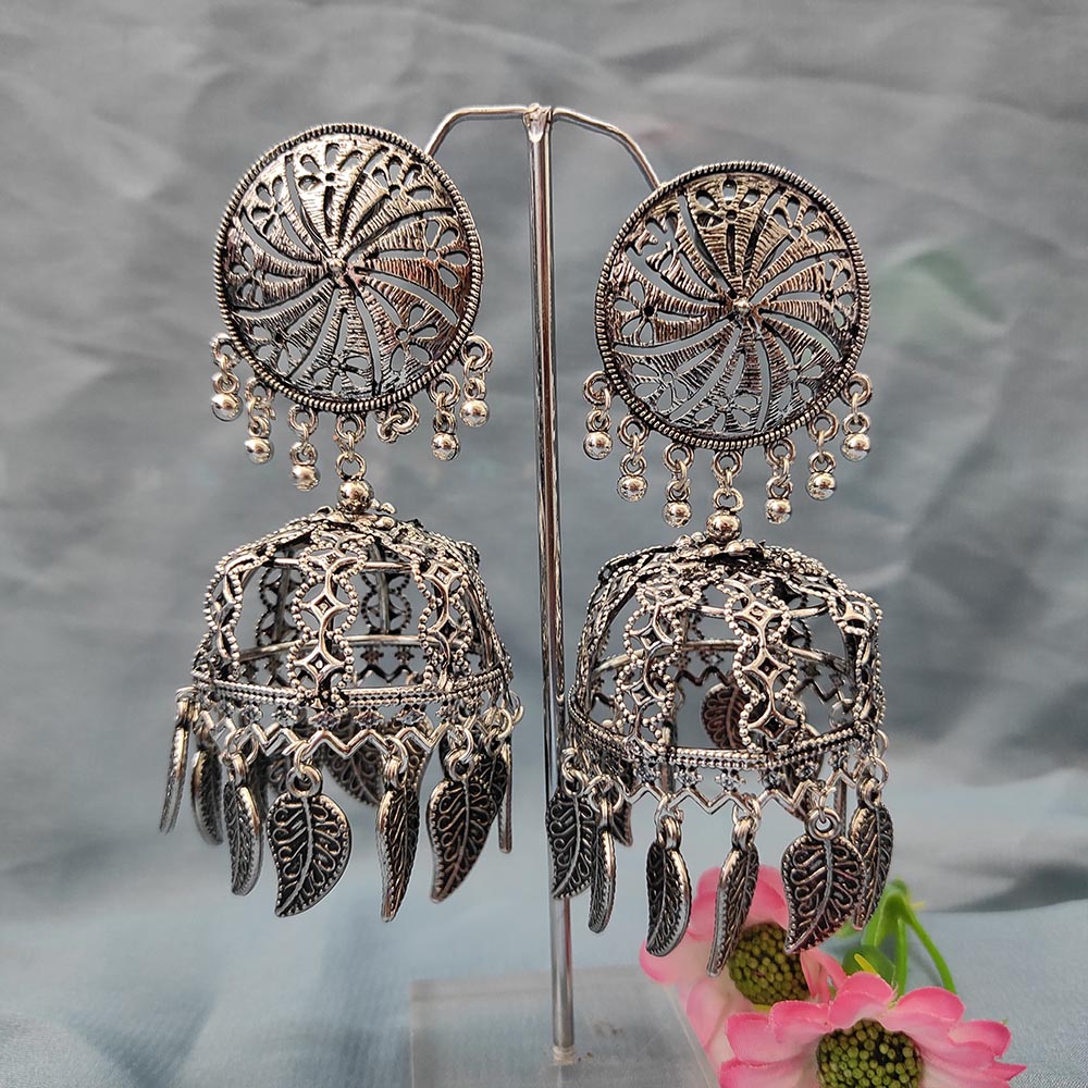 Darshana Jewels Oxidised Plated Jhumki Earrings