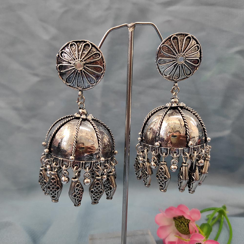 Darshana Jewels Oxidised Plated Jhumki Earrings