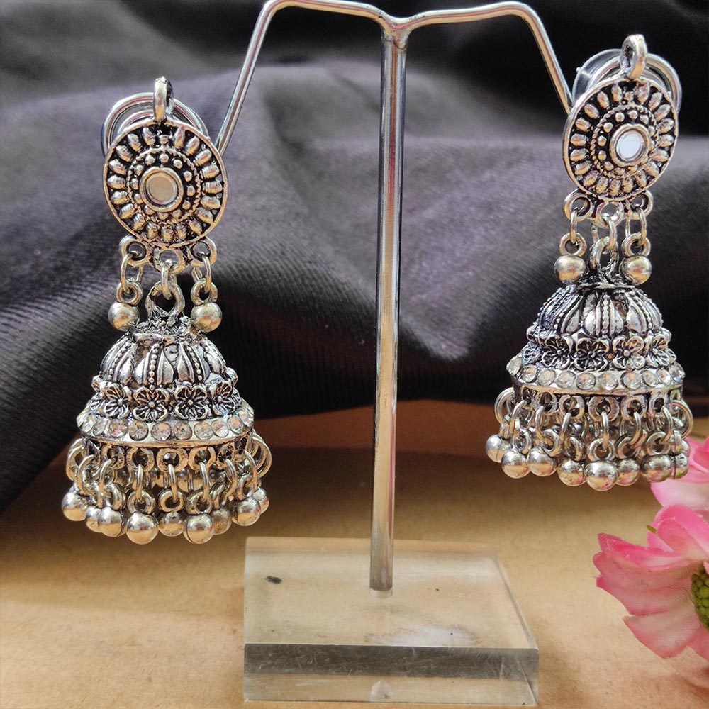Darshana Jewels Oxidised Plated Jhumki Earrings