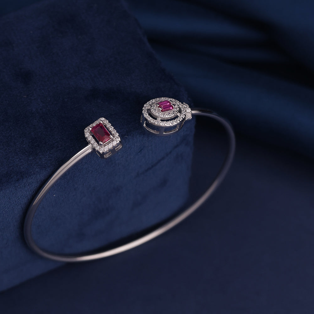 AllWell Jewellery Dazzling Ruby Halo 925 Sterling Silver Bracelet