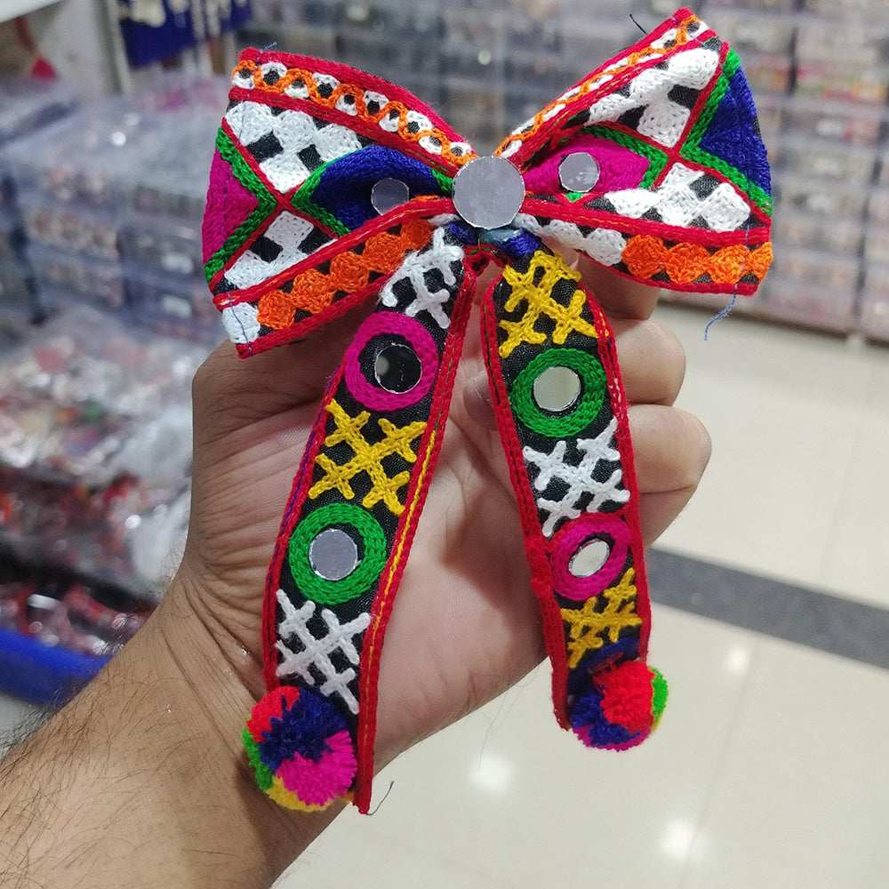 OM Creations Multicolor Hair Bow for Trendy Girls