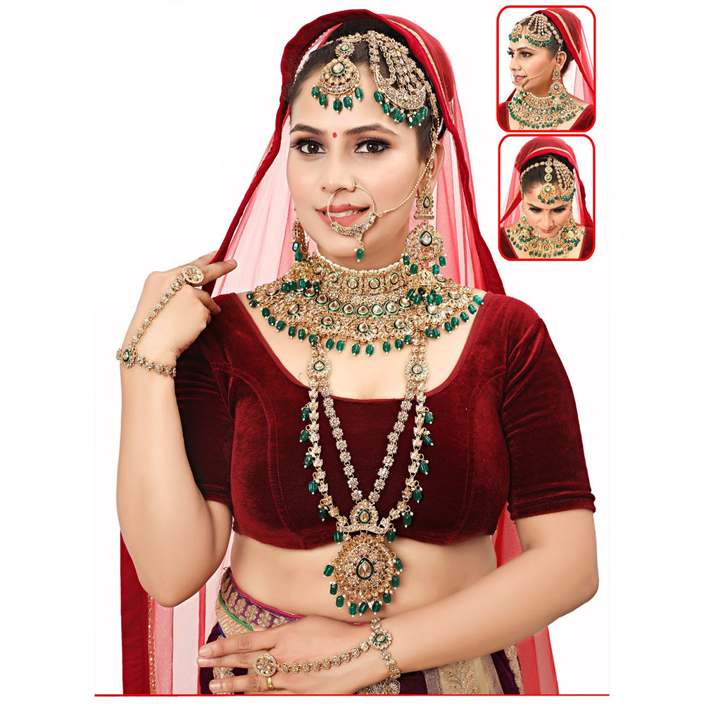 Neetu Art Gold Plated Kundan Stone And Beads Bridal Set