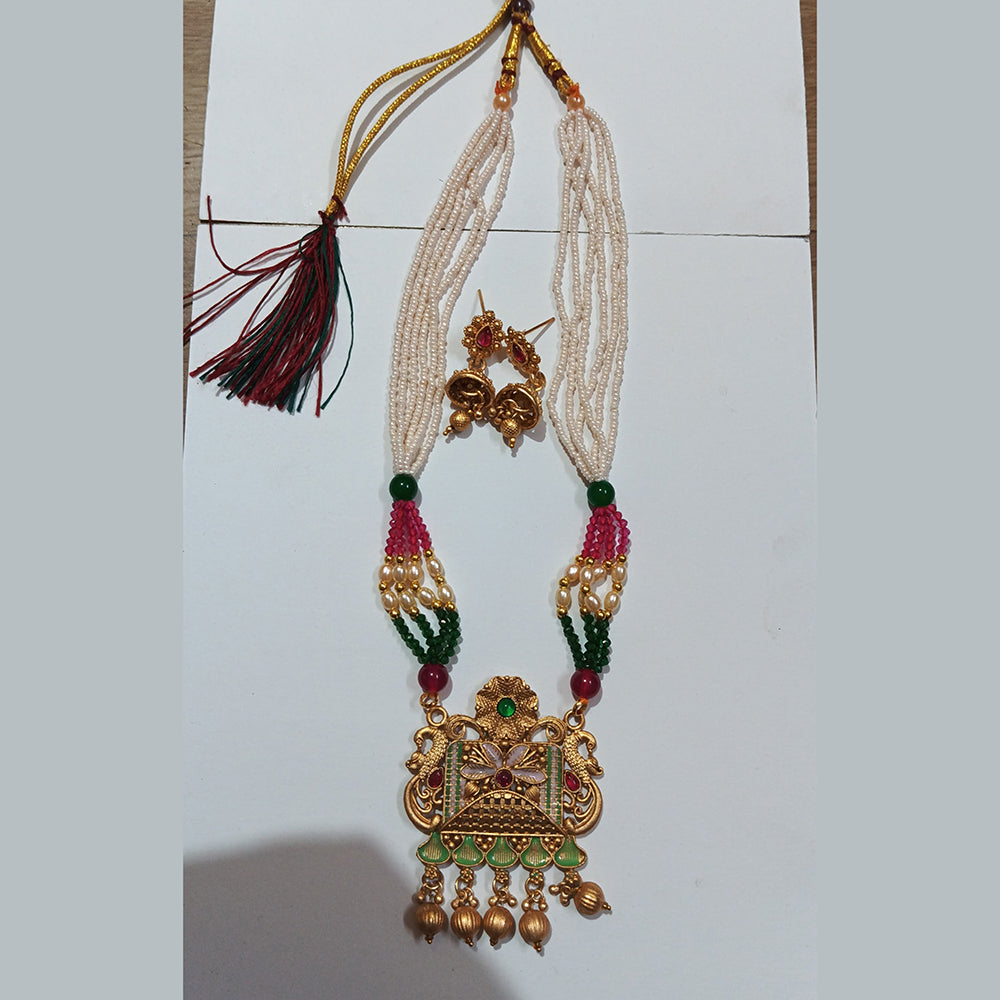 Neetu Art Gold Plated Pearl And Beads Necklace Set