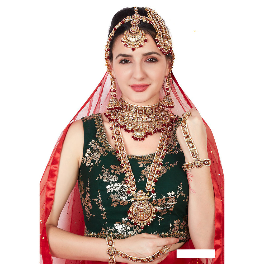 Neetu Art Gold Plated Kundan And Beads Bridal Set