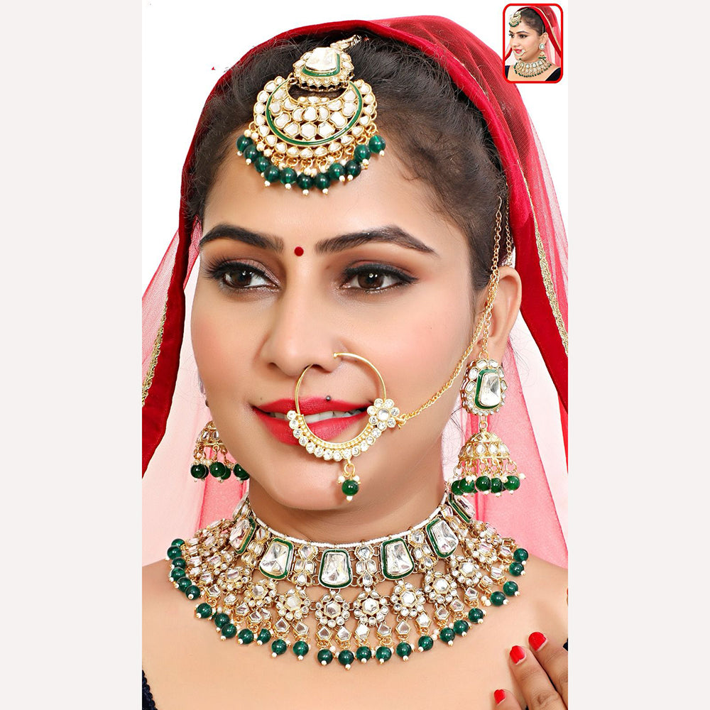 Neetu Art Shine Like A Bride Kundan And Pearl Semi Bridal Necklace Set