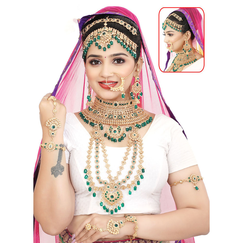 Neetu Art Glamorous Crystal Stone Beads Bridal Jewellery Set