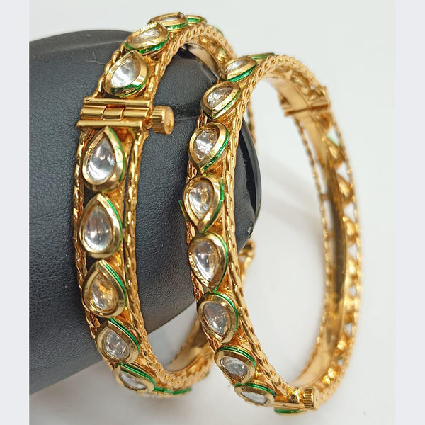 Manisha Jewellery Gold Plated Kundan Stone Openable Bangles Set