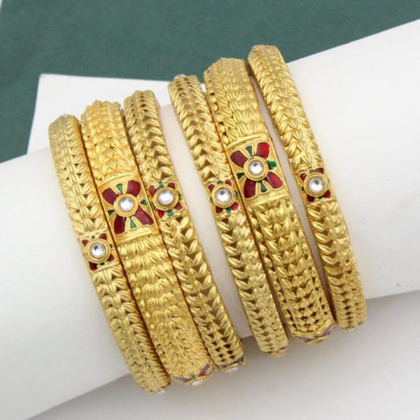 Manisha Jewellery Gold Plated Kundan And Meenakari Bangles Set