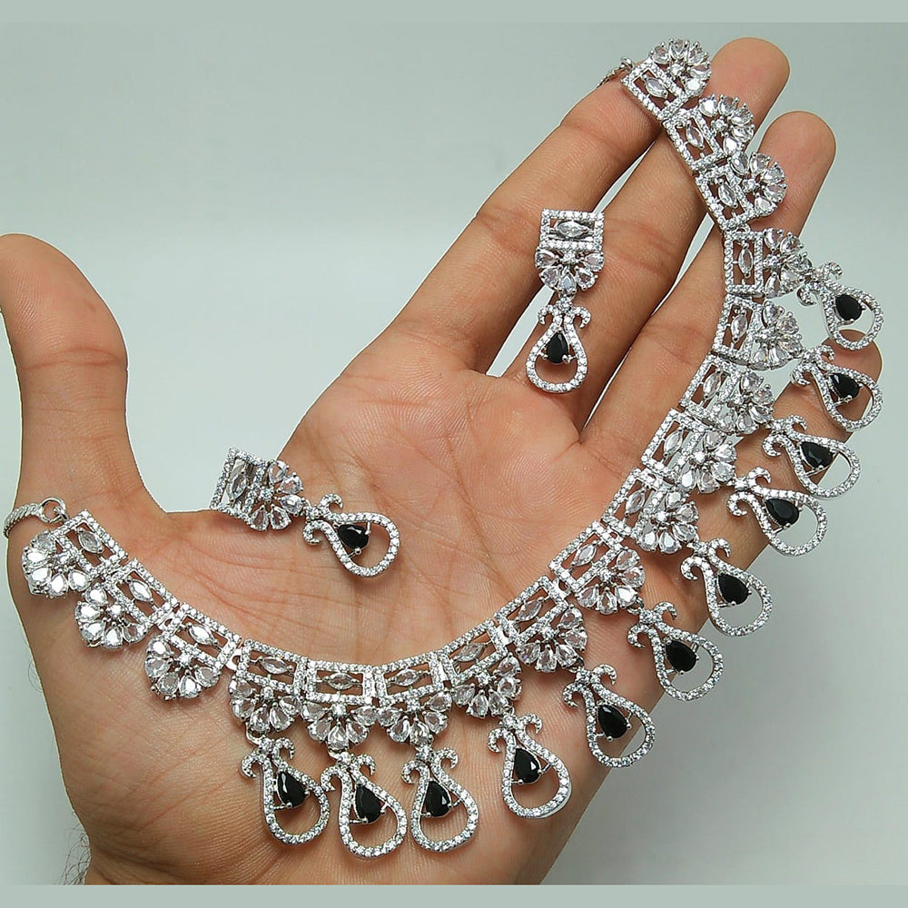 Manisha Jewellery Silver Plated AD Necklace Set – JewelEMarket