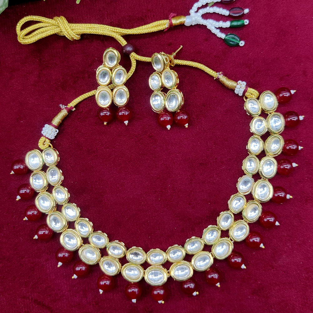 Manisha Jewellery Gold Plated Kundan Stone And Beads Necklace Set