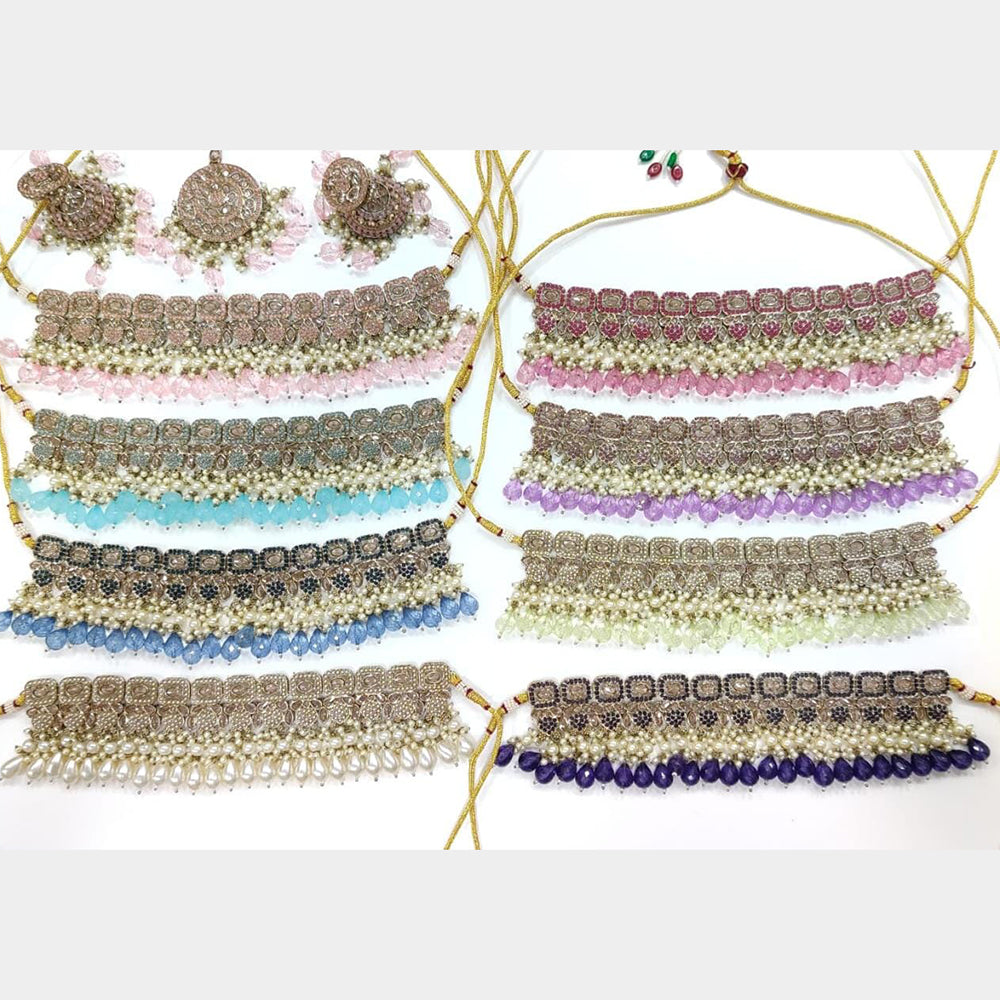 Manisha Jewellery Gold Plated Crystal Stone And Beads Necklace Set (1 Piece Only)