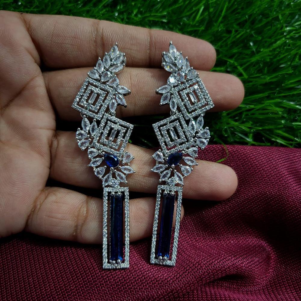 Manisha Jewellery Silver Plated American Diamond Dangler Earrings