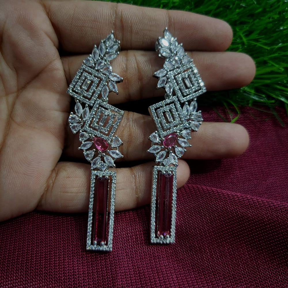 Manisha Jewellery Silver Plated American Diamond Dangler Earrings