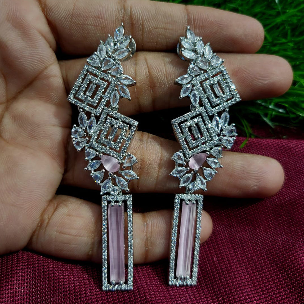 Manisha Jewellery Silver Plated American Diamond Dangler Earrings