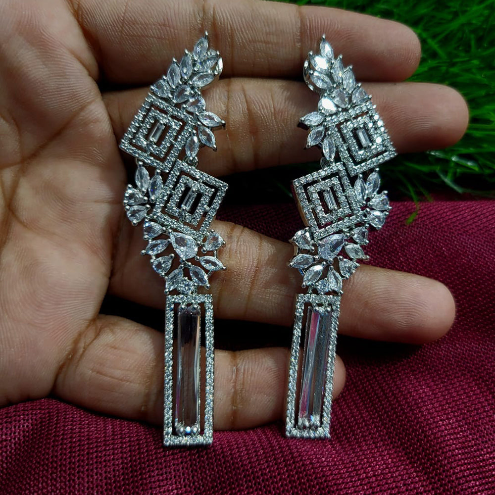Manisha Jewellery Silver Plated American Diamond Dangler Earrings