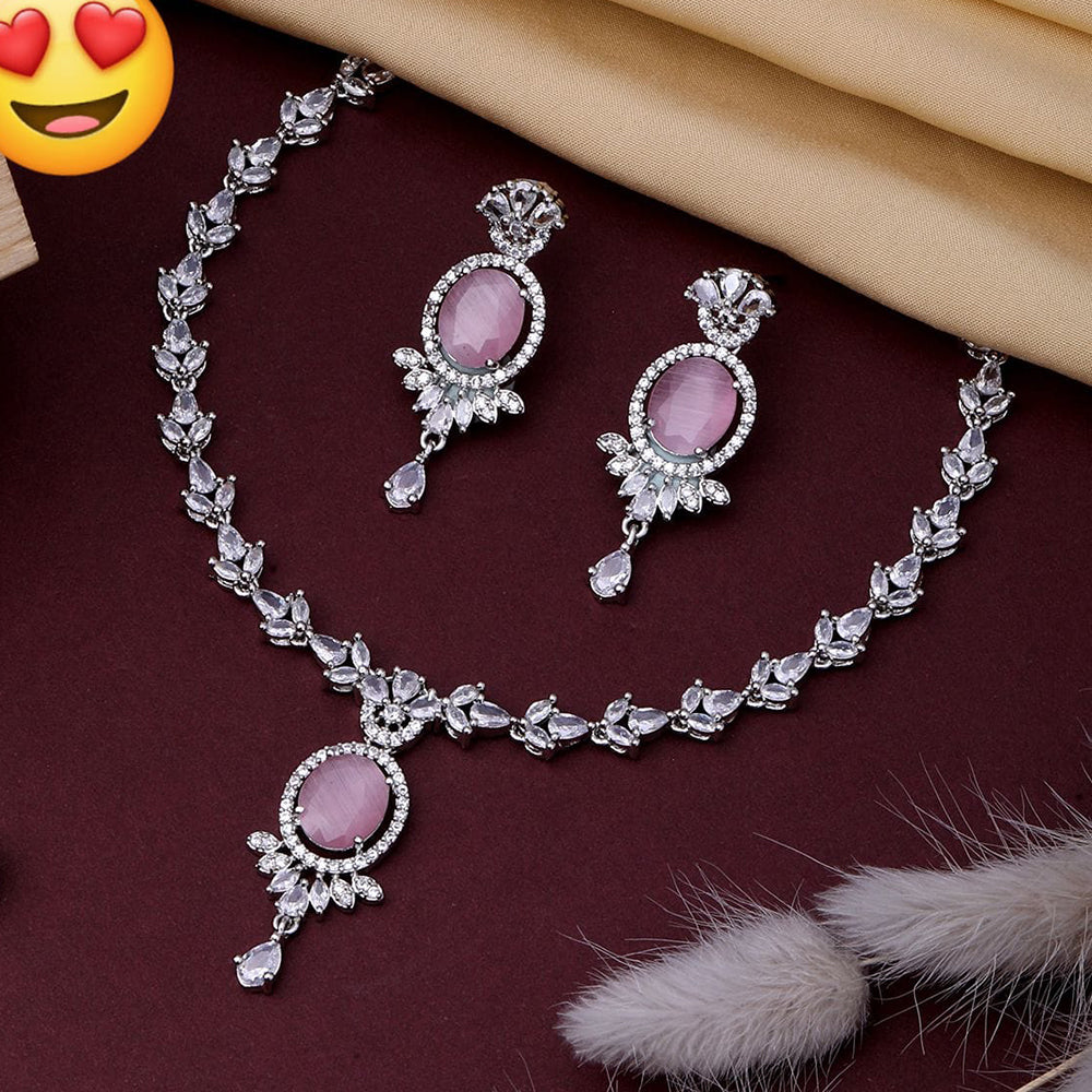 Manisha Jewellery Silver Plated AD Necklace Set – JewelEMarket