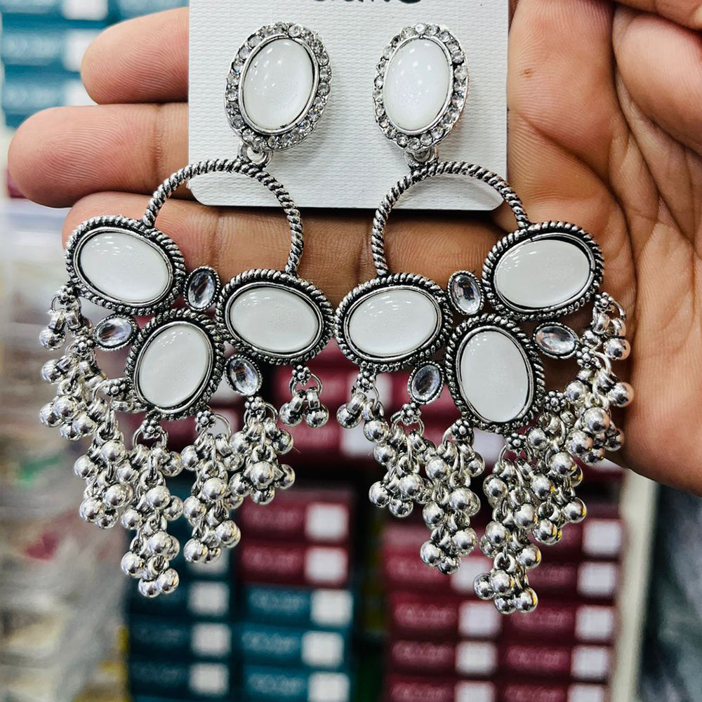 Manisha Jewellery Oxidised Plated Kundan Stone And Ghungroo Dangler Earrings