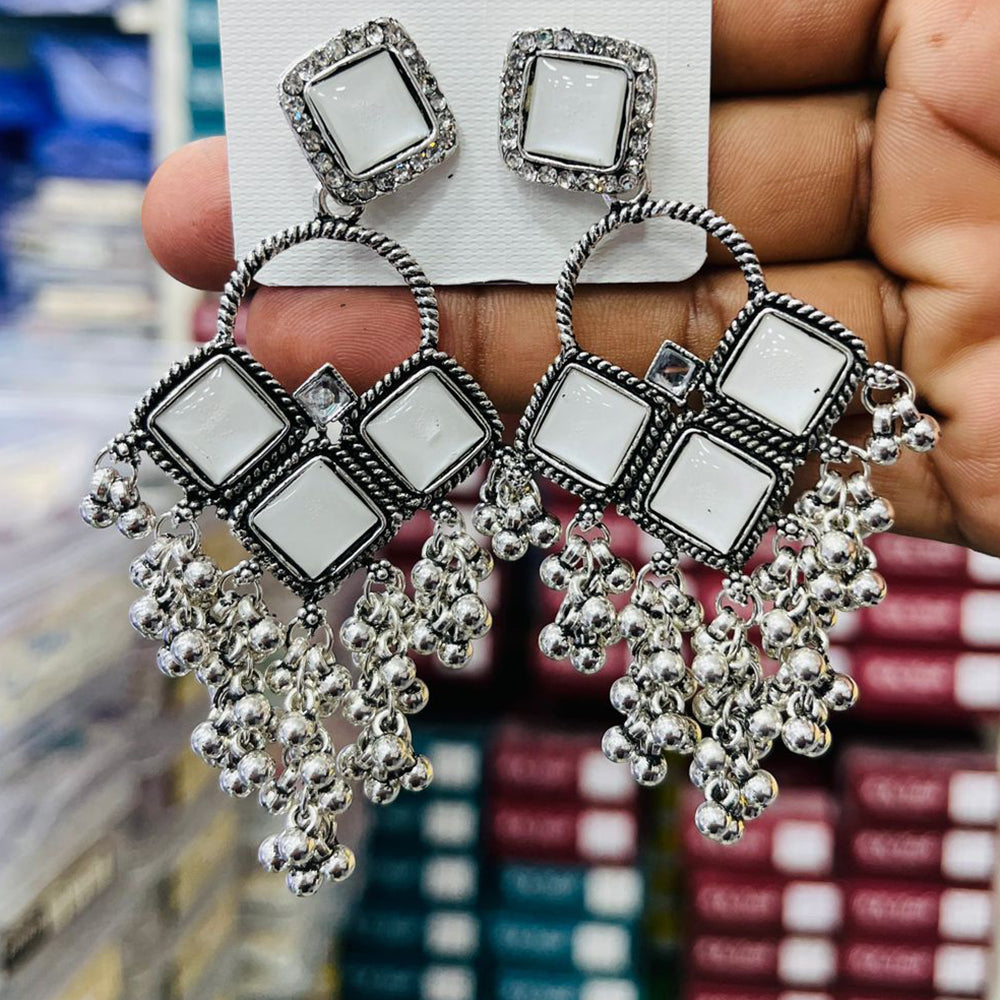 Manisha Jewellery Oxidised Plated Kundan Stone And Ghungroo Dangler Earrings
